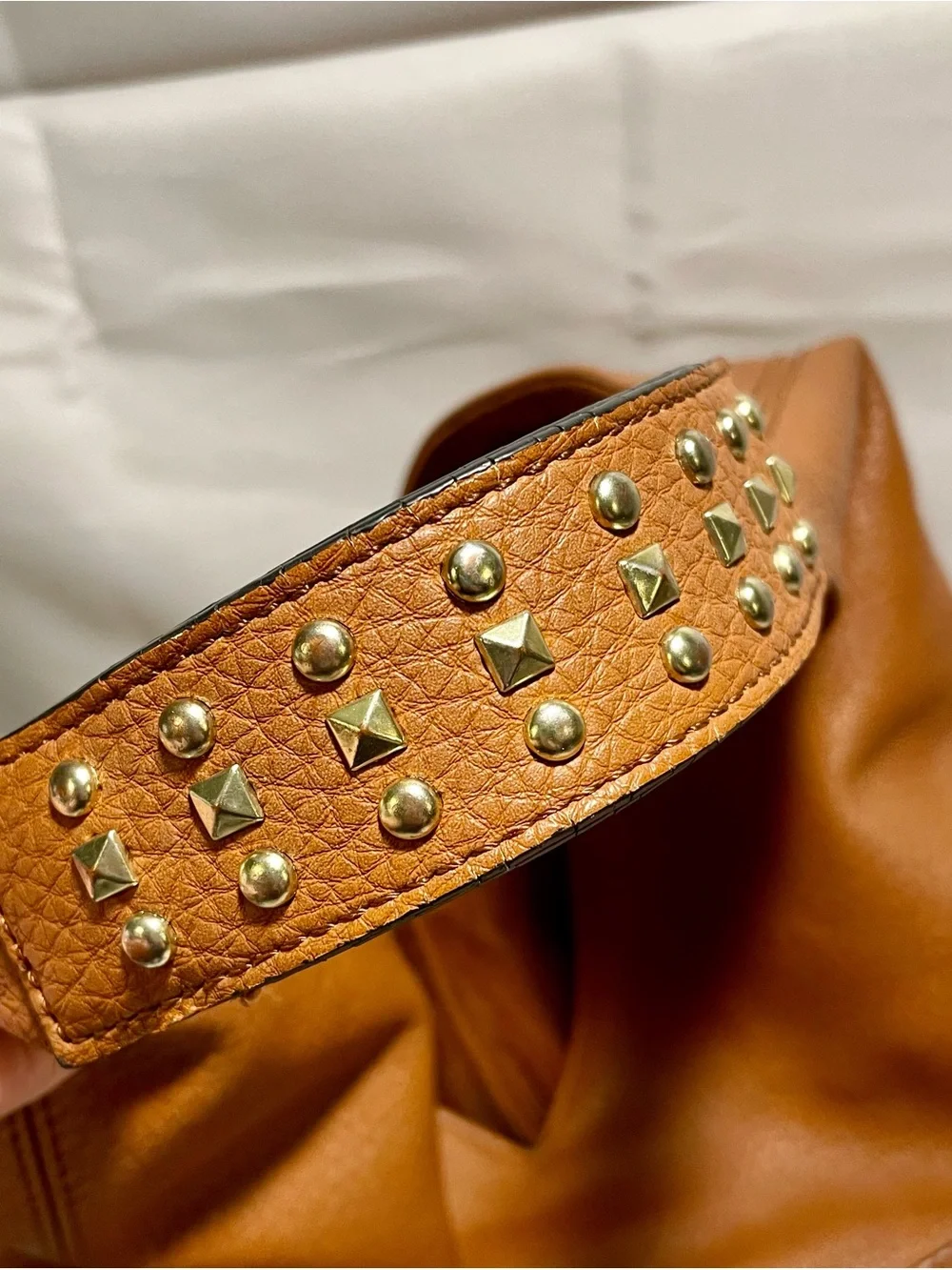 Steve Madden Cognac Pebbled Leather Hobo Shoulder Bag